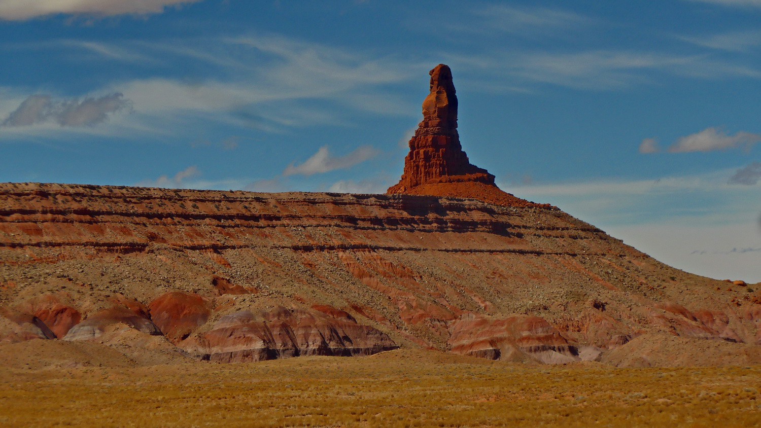 Pinnacle seen on the street US163 close to Monument Valley
